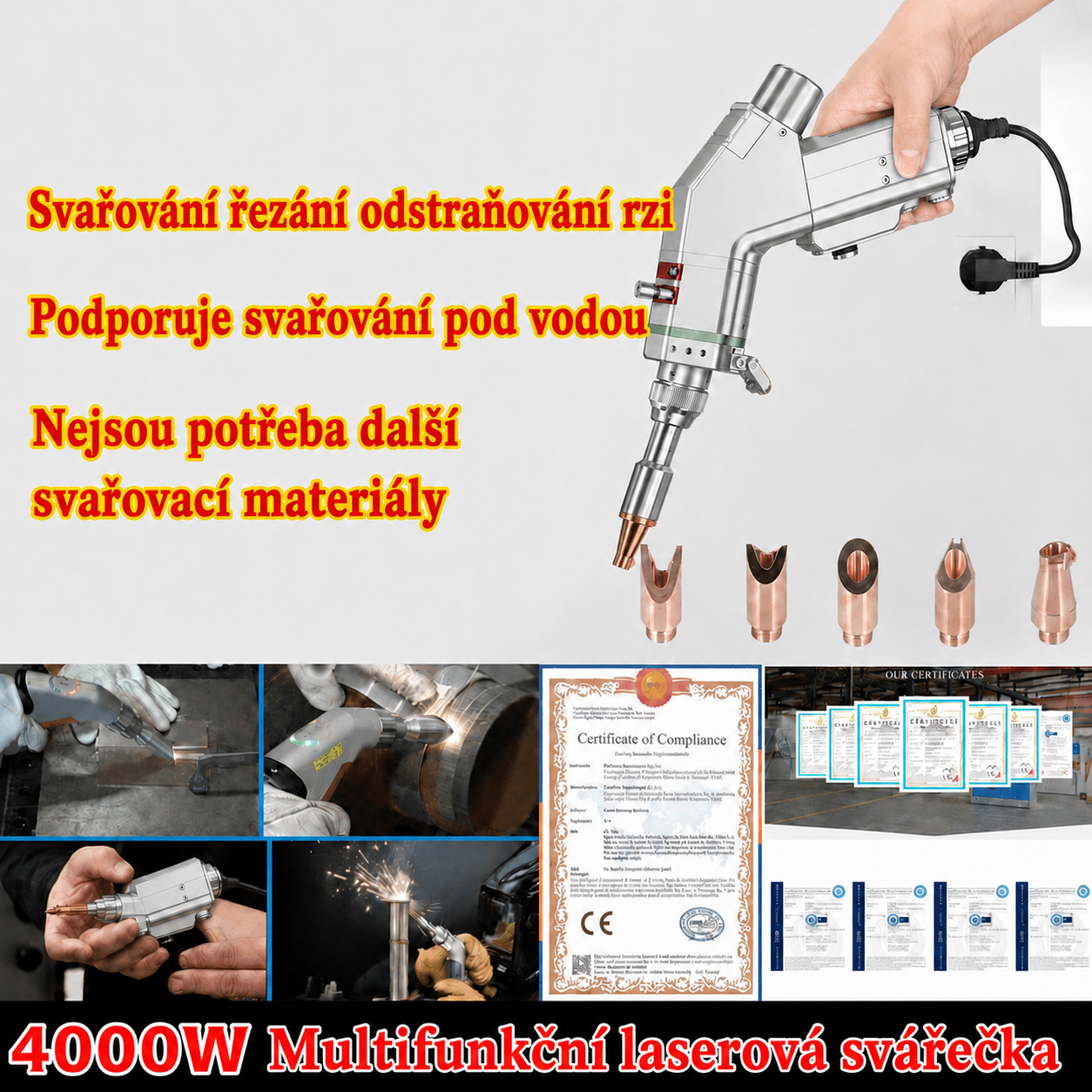 Die neueste  4-in-1-Handlaserschweißpistole mit 8000 W Leistung (Plug & Play)