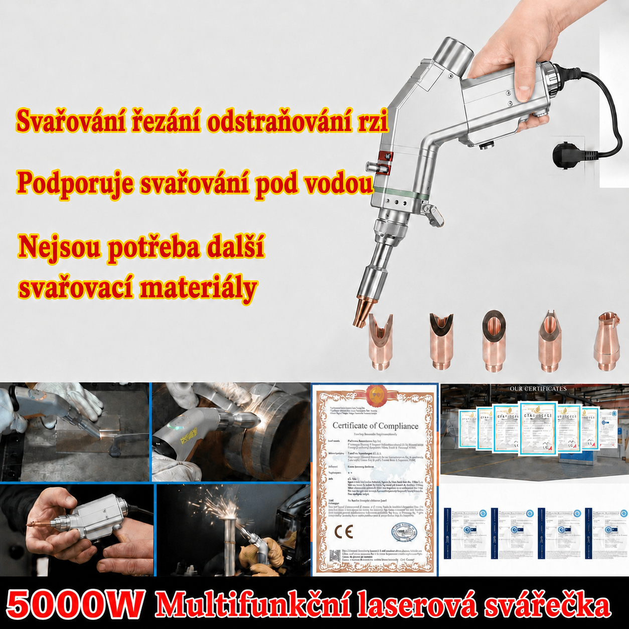 Die neueste  4-in-1-Handlaserschweißpistole mit 8000 W Leistung (Plug & Play)