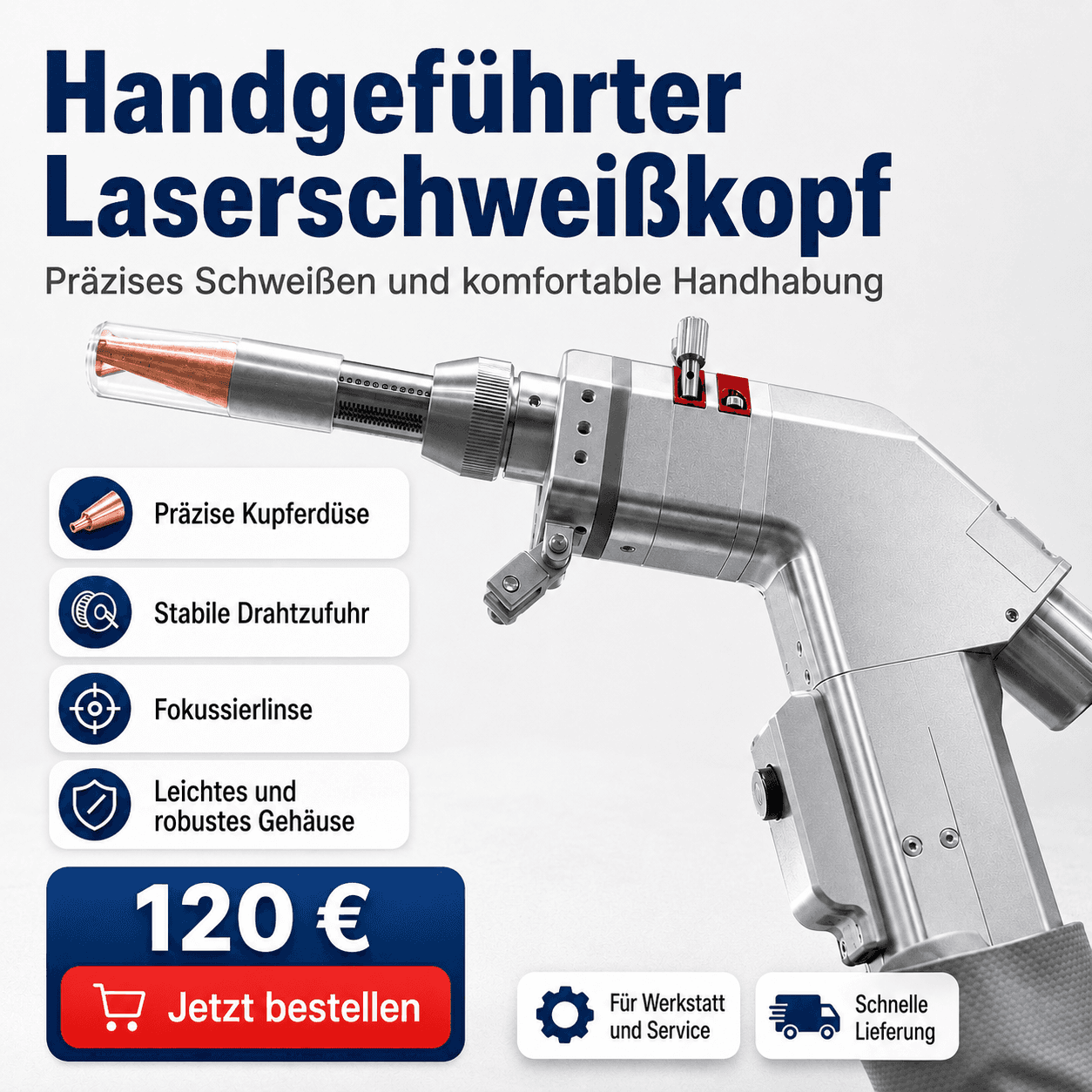 Die neueste  4-in-1-Handlaserschweißpistole mit 8000 W Leistung (Plug & Play)