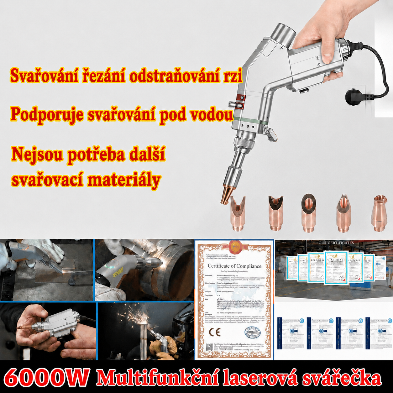 Die neueste  4-in-1-Handlaserschweißpistole mit 8000 W Leistung (Plug & Play)